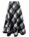 Plaid Midi Skirt with Pocketed