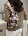 Plaid Adjustable Strap Crossbody Bag