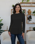 Black Round Neck Long Sleeve T-Shirt