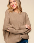 Haptics Full Size Side Slit Texture Asymmetric Sweater