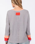 Light Gray SAGE + FIG Color Block Waffle Knit T-Shirt