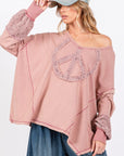 SAGE + FIG Peace Sign Mineral Wash Terry Top