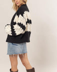 HYFVE Scallop Striped Open Front Long Sleeve Sweater Cardigan