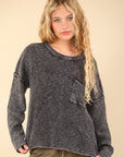 VERY J Mineral Washed Exposed Seam Sweater