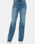 Judy Blue Full Size Tummy Control Cut Raw Hem Straight Jeans