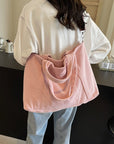 Corduroy Solid Large Tote Bag