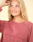 VERY J Mineral Washed Oversized Sweatshirt Mini Dress