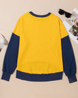 Contrast Round Neck Long Sleeve Sweatshirt