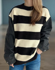 Contrast Round Neck Long Sleeve Sweater