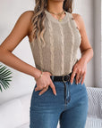 Cable-Knit Round Neck Vest