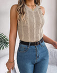 Cable-Knit Round Neck Vest