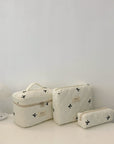 3 Piece Bow Quilted Cloth Storage Bag Set