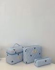 3 Piece Bow Quilted Cloth Storage Bag Set