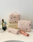 3 Piece Bow Quilted Cloth Storage Bag Set