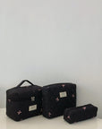 3 Piece Bow Quilted Cloth Storage Bag Set