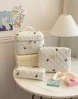 3 Piece Bow Quilted Cloth Storage Bag Set