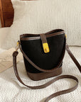 Gray PU Leather Bucket Crossbody Bag