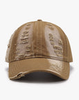 Dark Olive Green Distressed Adjustable Cotton Baseball Cap