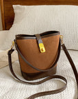 Gray PU Leather Bucket Crossbody Bag