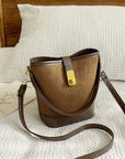 Light Gray PU Leather Bucket Crossbody Bag