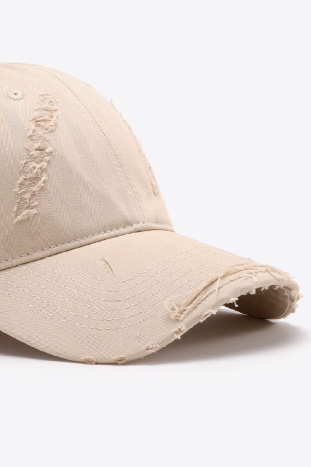 Beige Distressed Adjustable Baseball Cap