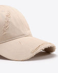 Beige Distressed Adjustable Baseball Cap