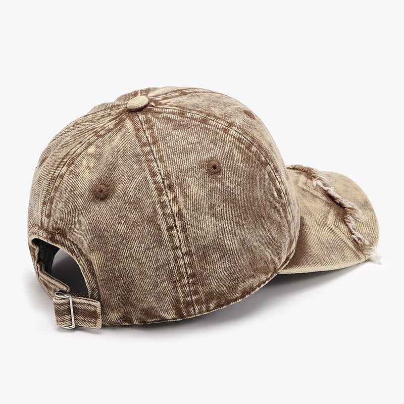 Beige Fringe Adjustable Cotton Baseball Cap