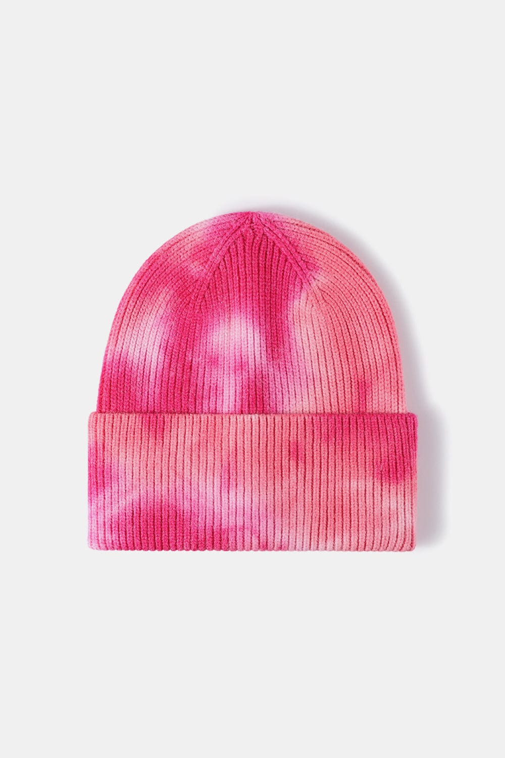 Pale Violet Red Tie-Dye Cuffed Rib-Knit Beanie Hat