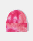 Pale Violet Red Tie-Dye Cuffed Rib-Knit Beanie Hat