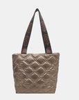 PU Leather Printed Strap Quilted Handbag