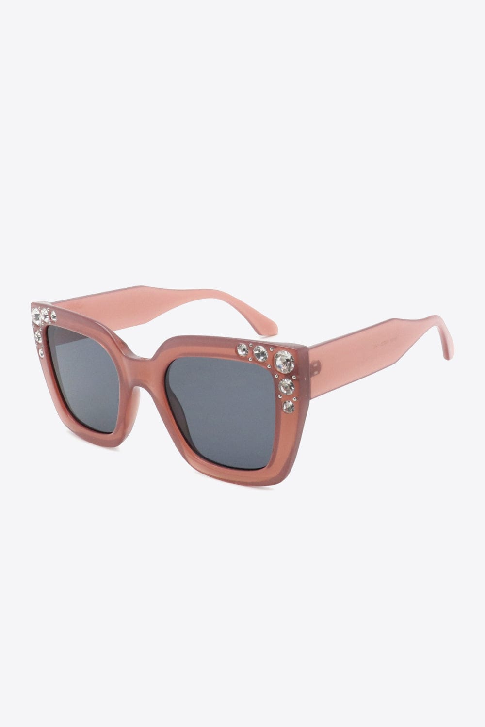 White Smoke Inlaid Rhinestone Polycarbonate Sunglasses