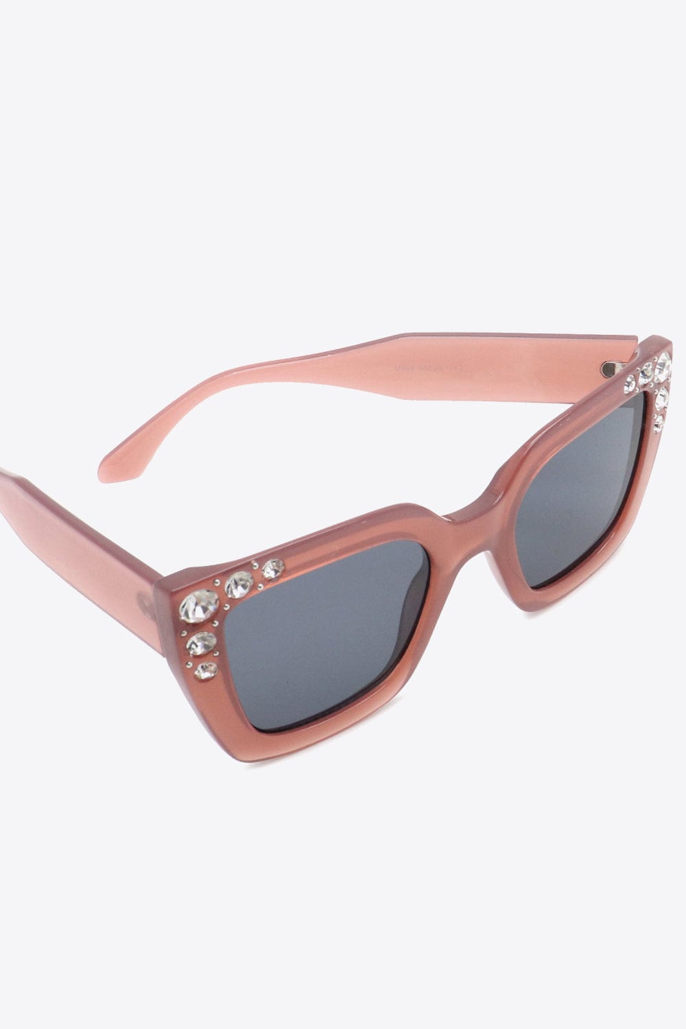 White Smoke Inlaid Rhinestone Polycarbonate Sunglasses