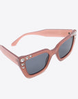 White Smoke Inlaid Rhinestone Polycarbonate Sunglasses