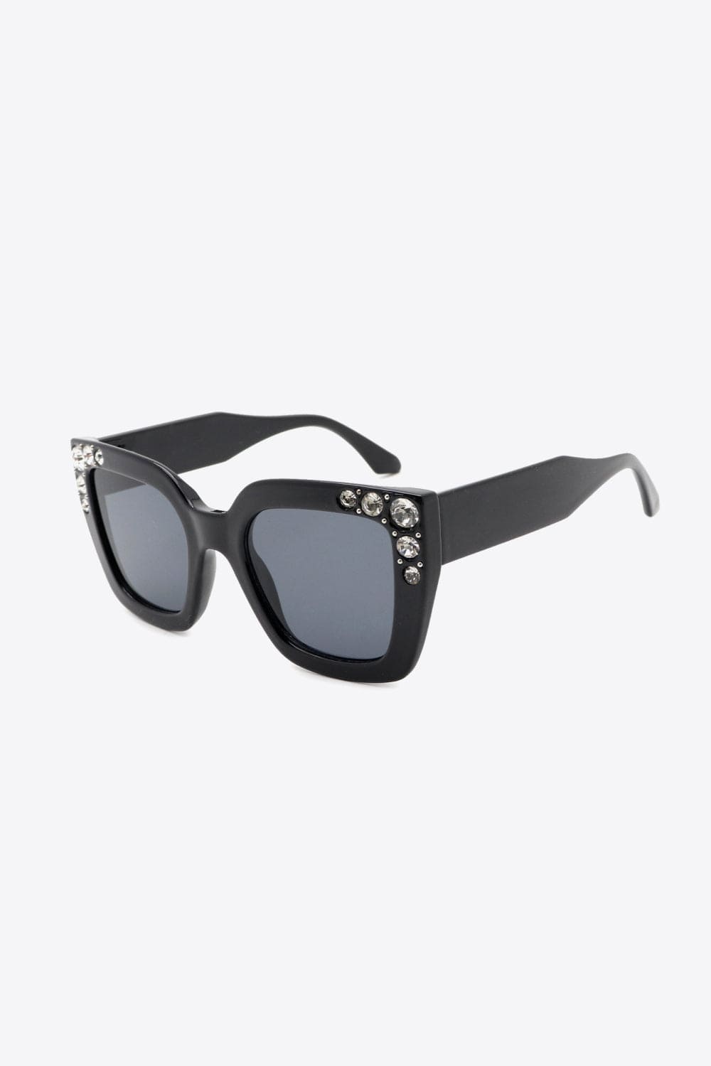 White Smoke Inlaid Rhinestone Polycarbonate Sunglasses