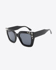 White Smoke Inlaid Rhinestone Polycarbonate Sunglasses