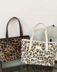 Leopard Faux Fur Tote Bag with Coin Purse