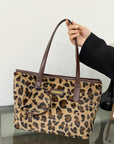 Leopard Faux Fur Tote Bag with Coin Purse