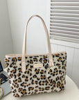 Leopard Faux Fur Tote Bag with Coin Purse