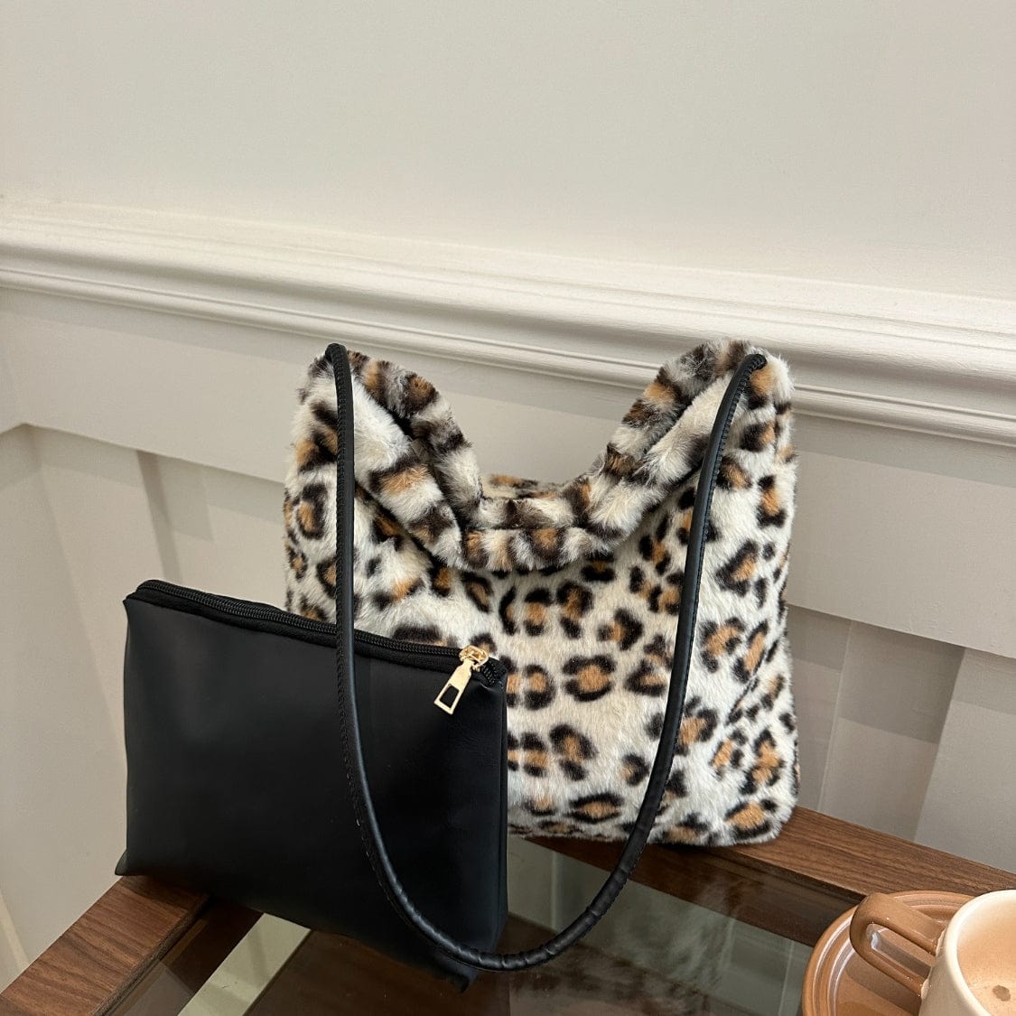 Leopard Furry Shoulder Bag