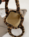 Leopard Fluff Handbag with Zip