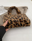 Leopard Fluff Handbag with Zip