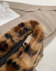 Leopard Fluff Handbag with Zip