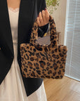 Leopard Fluff Handbag with Zip