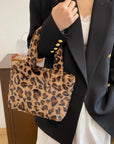 Leopard Fluff Handbag with Zip