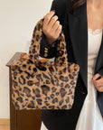 Leopard Fluff Handbag with Zip