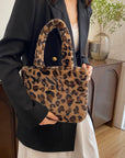 Leopard Fluff Handbag with Zip