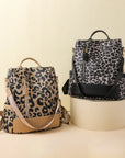 Leopard PU Leather Backpack Bag