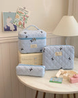 3 Piece Bow Quilted Cloth Storage Bag Set