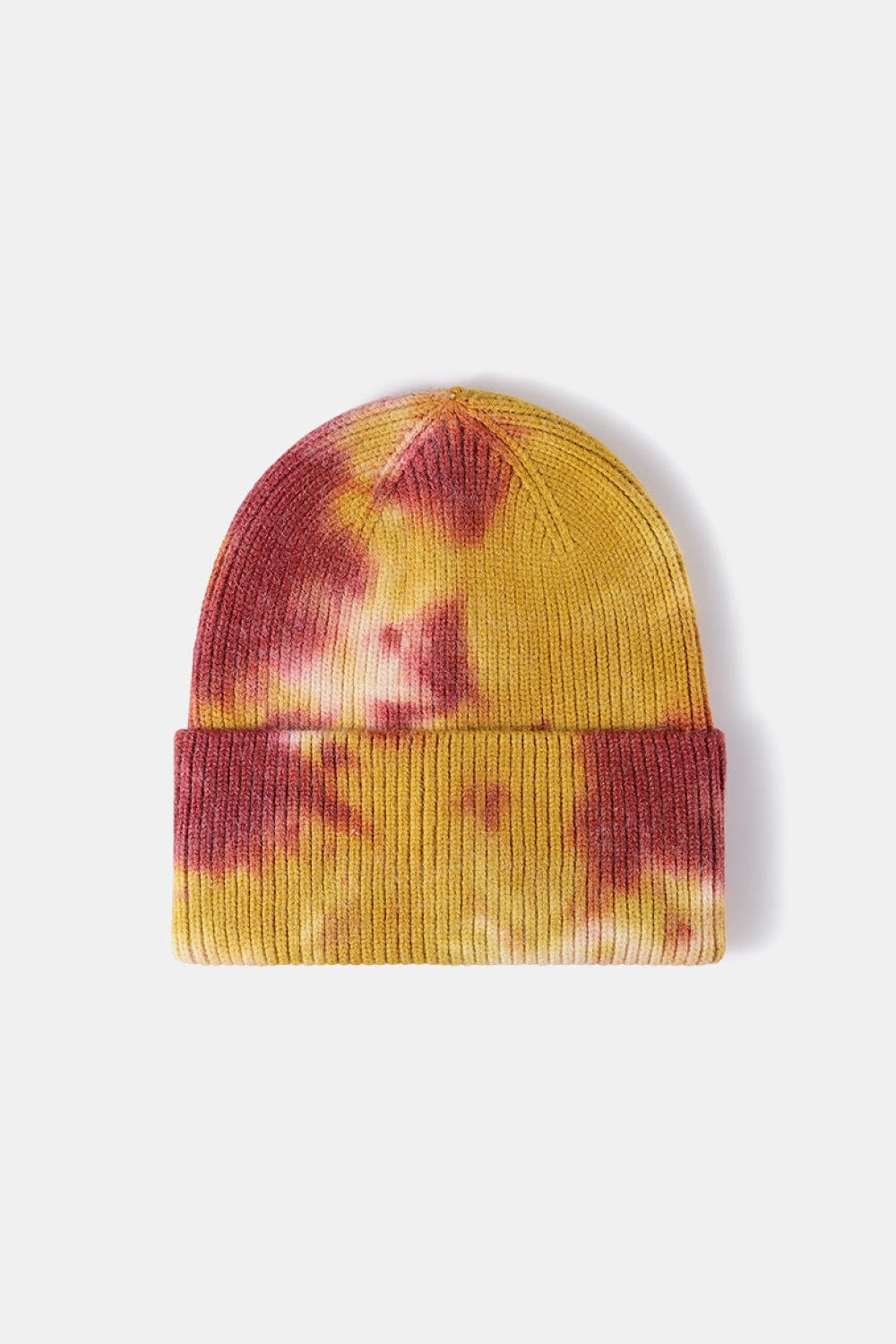 White Smoke Tie-Dye Cuffed Rib-Knit Beanie Hat