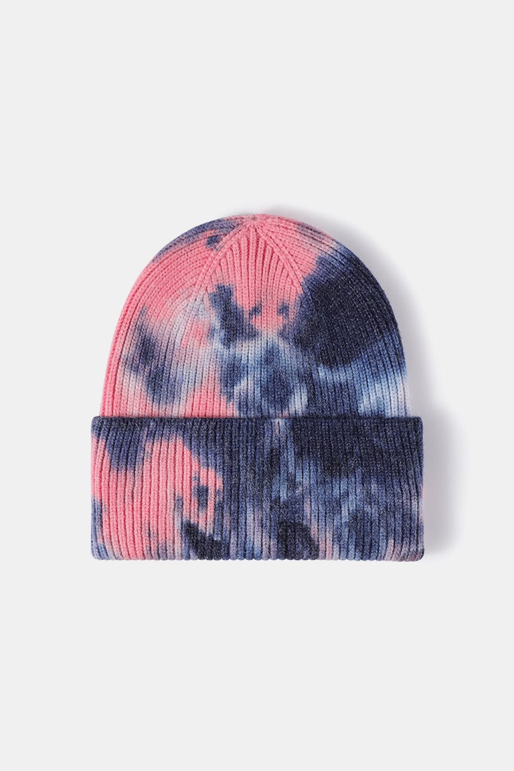 White Smoke Tie-Dye Cuffed Rib-Knit Beanie Hat